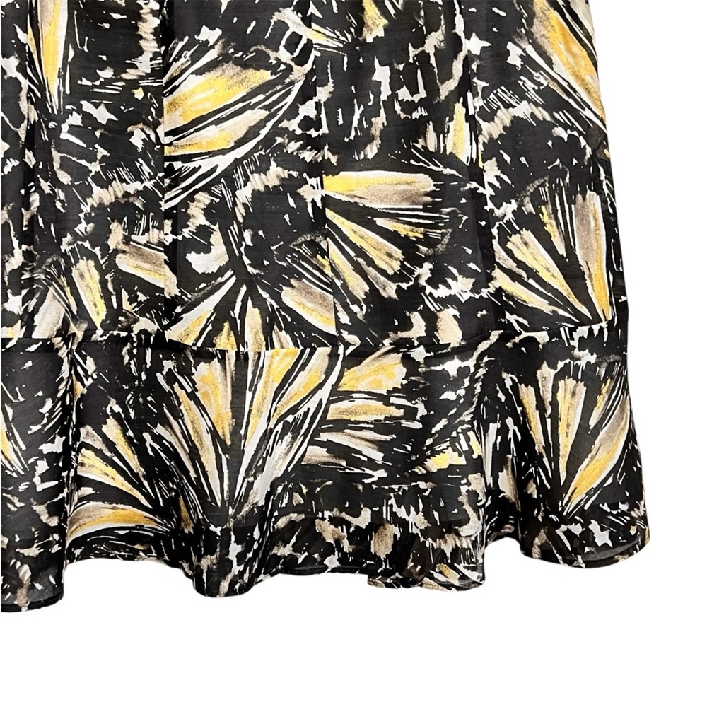 Nic + Zoe Silk Blend Abstract Dark Floral Skirt 8 Art to Wear Ruffle Career - Picture 3 of 6